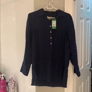 LILLY PULITZER Deanna Popover Linen Blouse